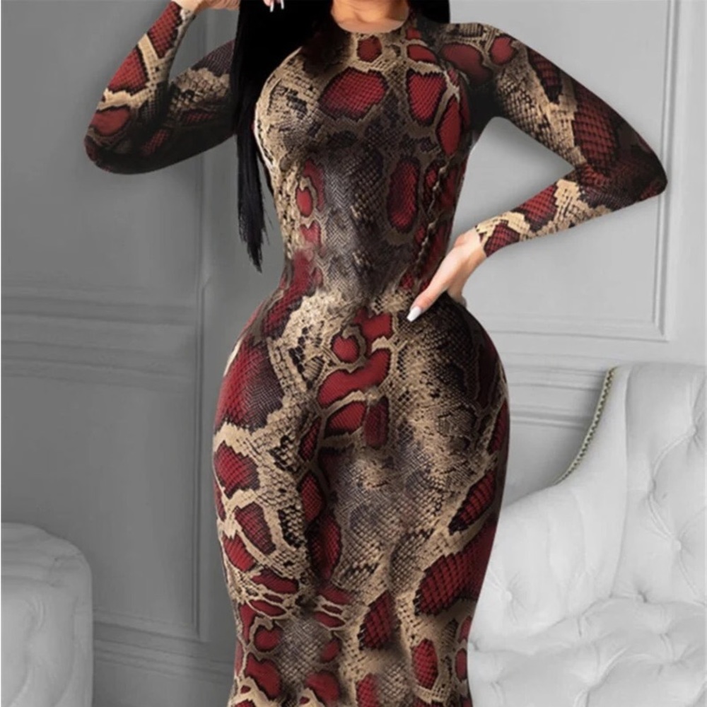 Snake print midi dress